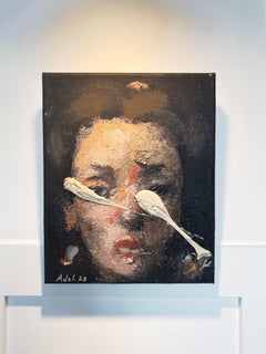 Down by Martin Adalian, Acrylique, Huile sur toile, Portrait, Impasto