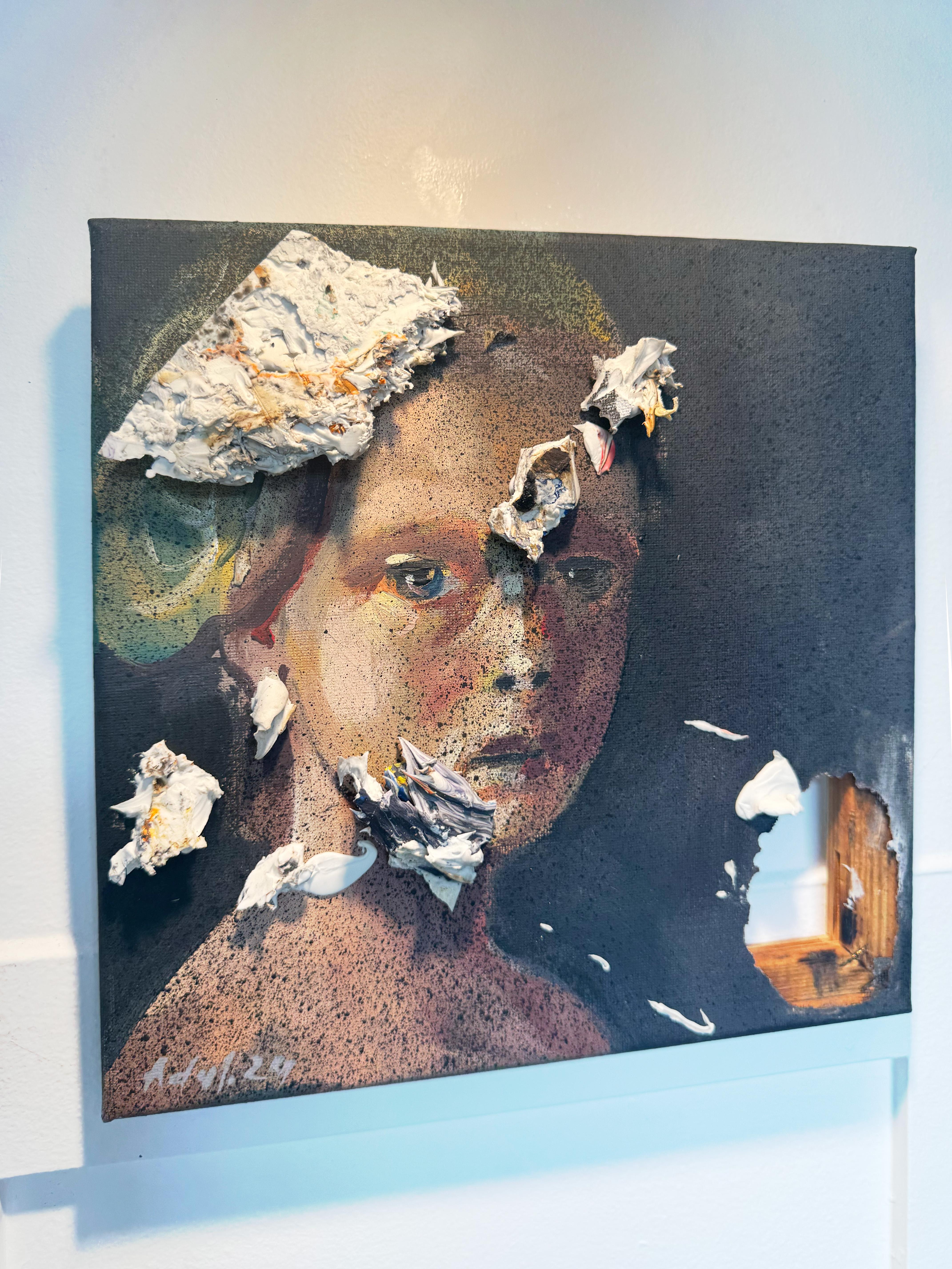 Verloren von Martin Adalian, Acryl, Öl auf Leinwand, Porträt, Impasto im Angebot 1