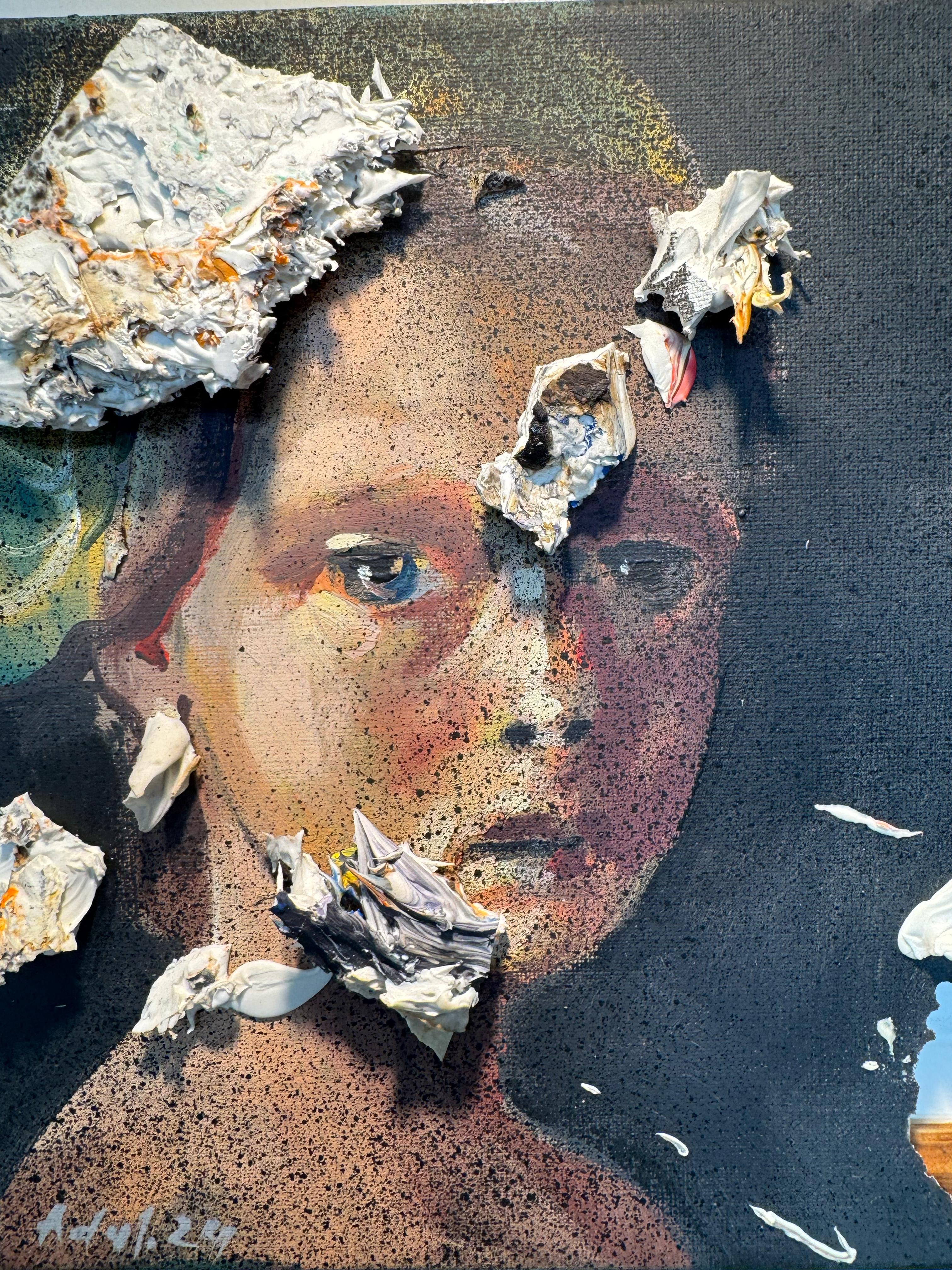 Verloren von Martin Adalian, Acryl, Öl auf Leinwand, Porträt, Impasto im Angebot 2