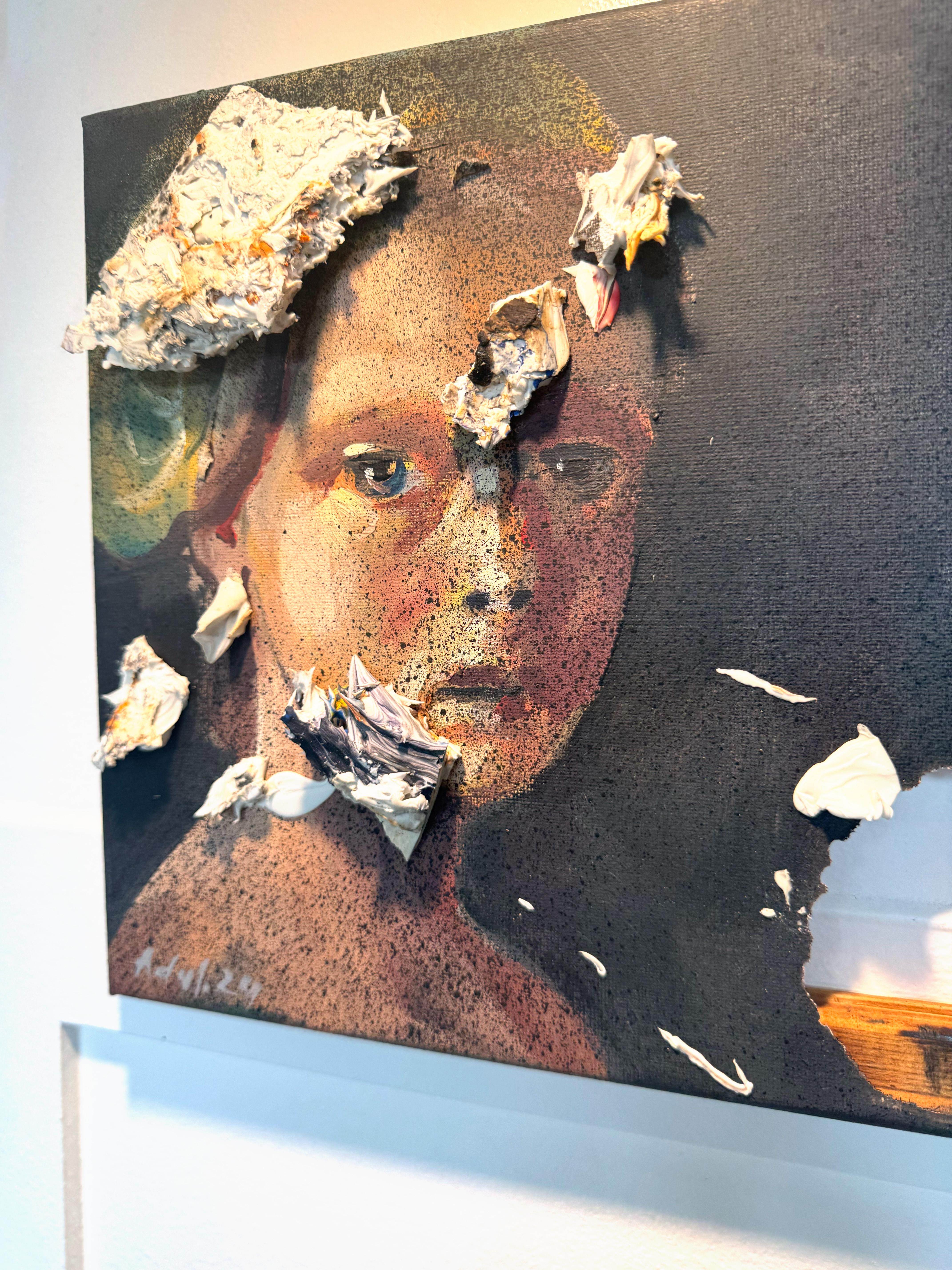 Verloren von Martin Adalian, Acryl, Öl auf Leinwand, Porträt, Impasto im Angebot 3