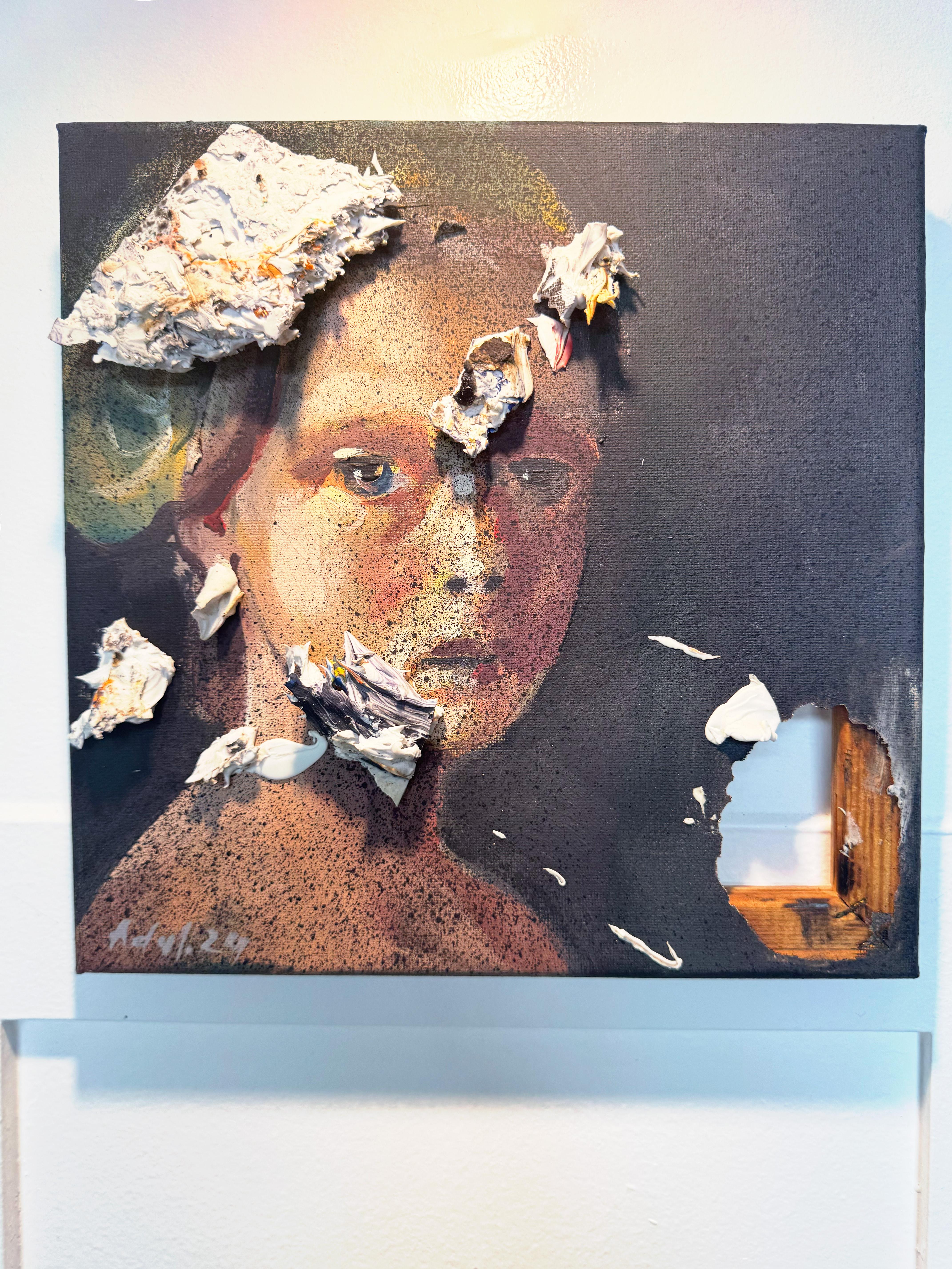 Verloren von Martin Adalian, Acryl, Öl auf Leinwand, Porträt, Impasto im Angebot 4