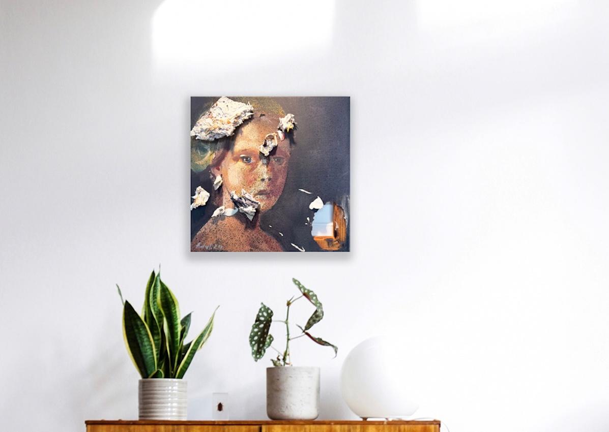 Verloren von Martin Adalian, Acryl, Öl auf Leinwand, Porträt, Impasto im Angebot 7