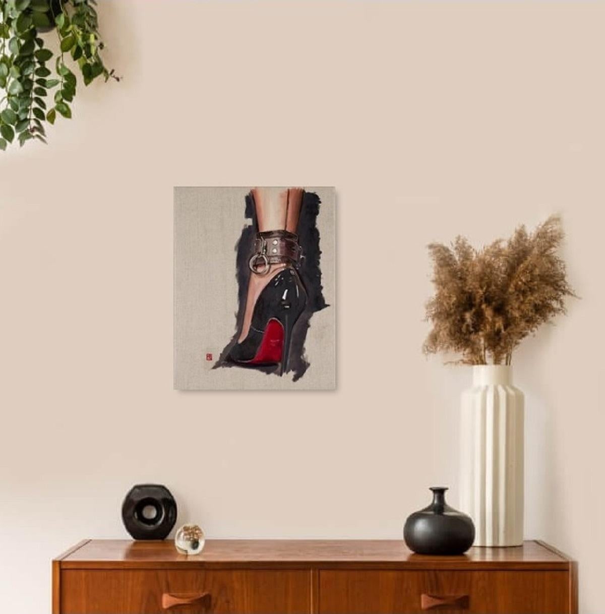 In These Shoes - Photorealist Painting by Martin Allen