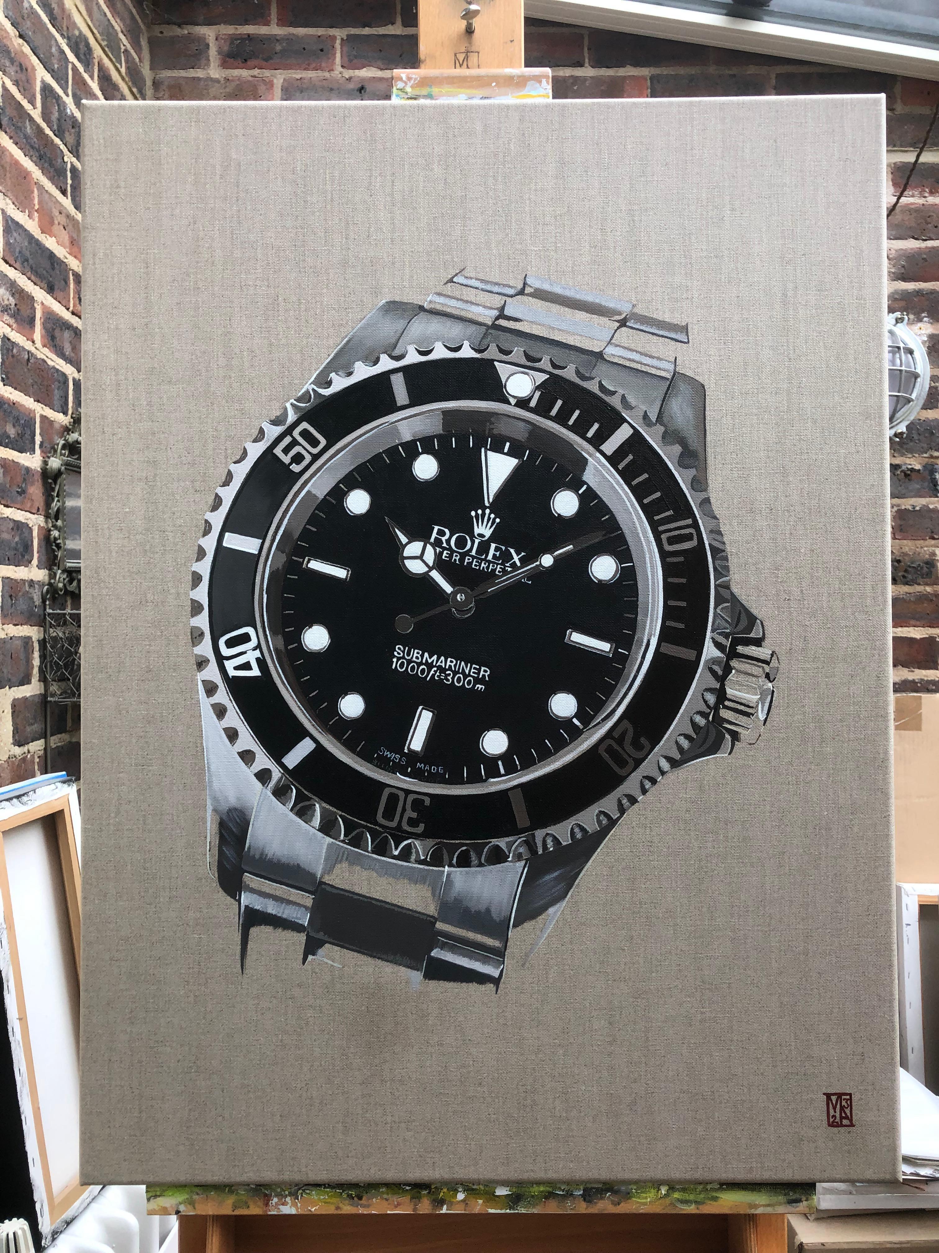Rolex Submariner (Grau), Figurative Painting, von Martin Allen