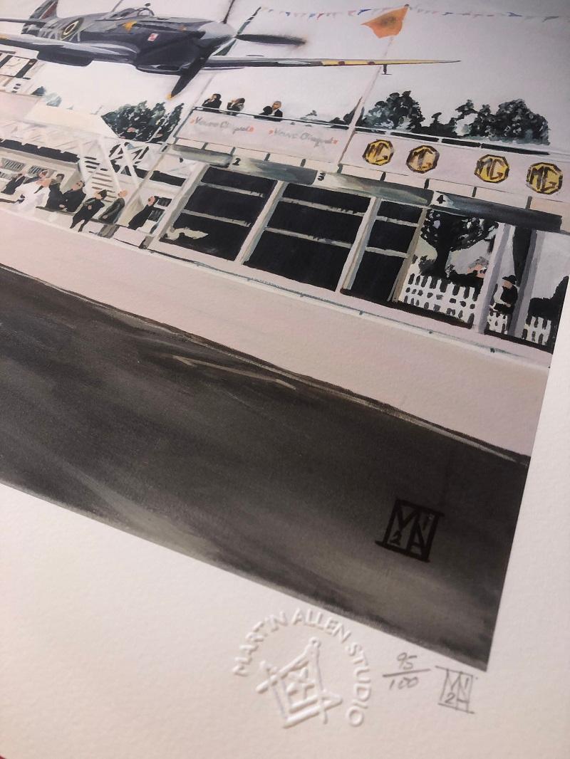 Ray Hanna Spitfire, Goodwood 1998 - Gray Figurative Print by Martin Allen
