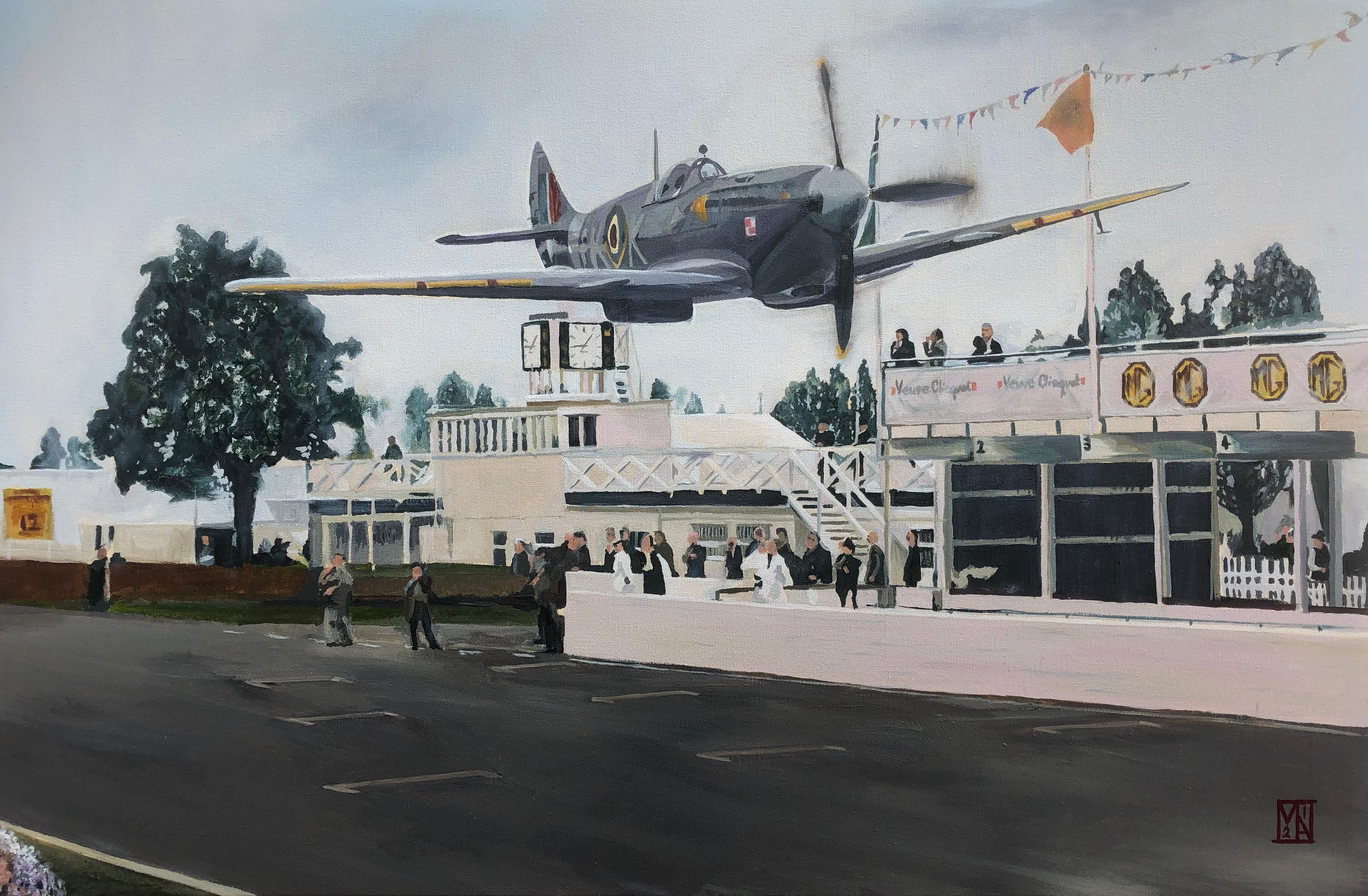 Martin Allen Figurative Print - Ray Hanna Spitfire, Goodwood 1998
