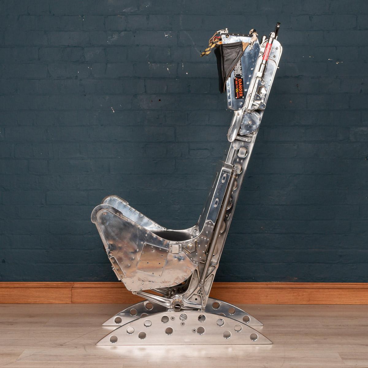 A fantastic ejection seat made by Martin Baker made for the Royal Air Force Canberra Jet which were in operation in the early 1960s. This superbly detailed, highly polished ejection seat with bespoke leather seat is now a fully functional chair. The