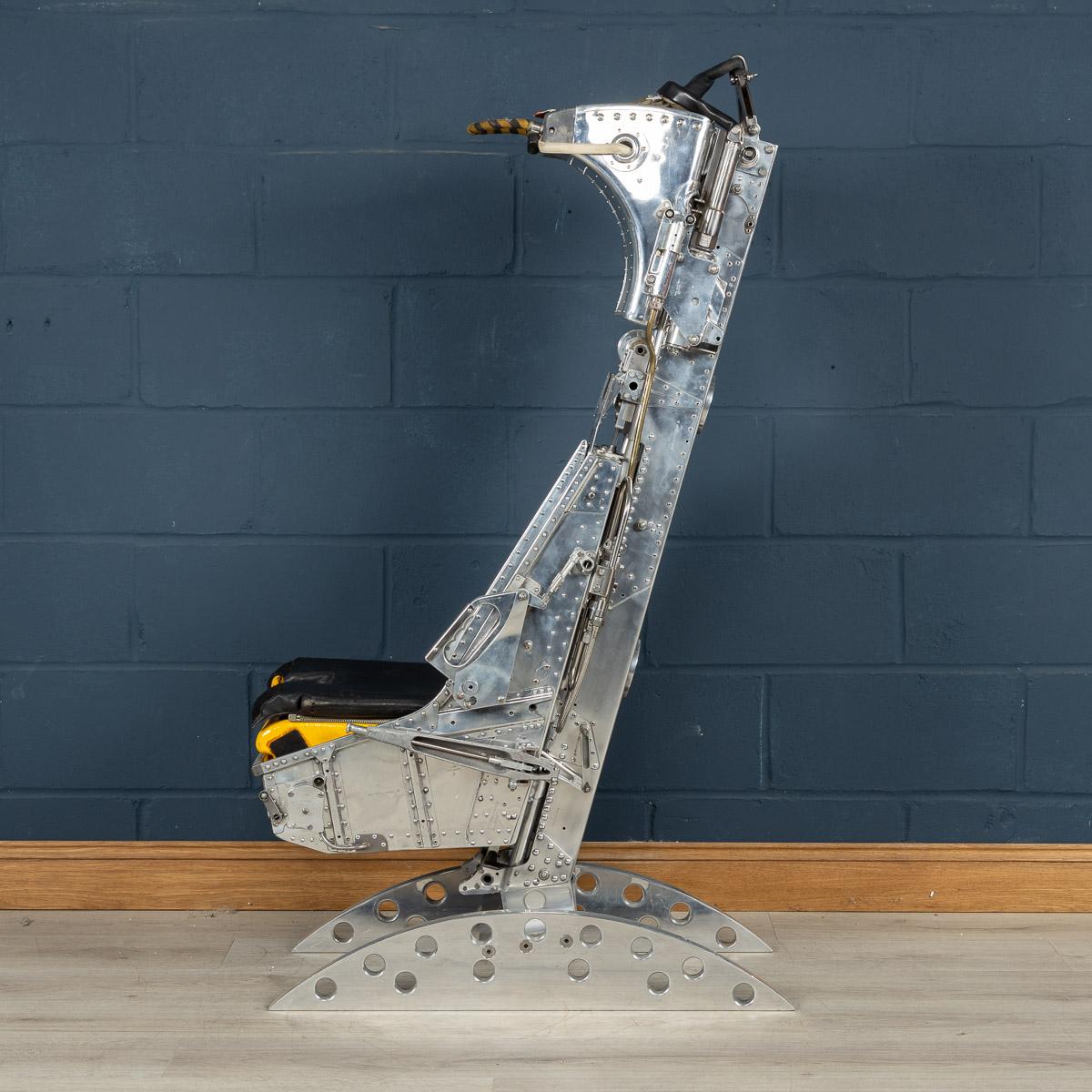 A fantastic ejection seat made by Martin Baker made for the Royal Air Force Canberra Jet which were in operation in the early 1960s. This superbly detailed, highly polished ejection seat with bespoke leather seat is now a fully functional chair. The