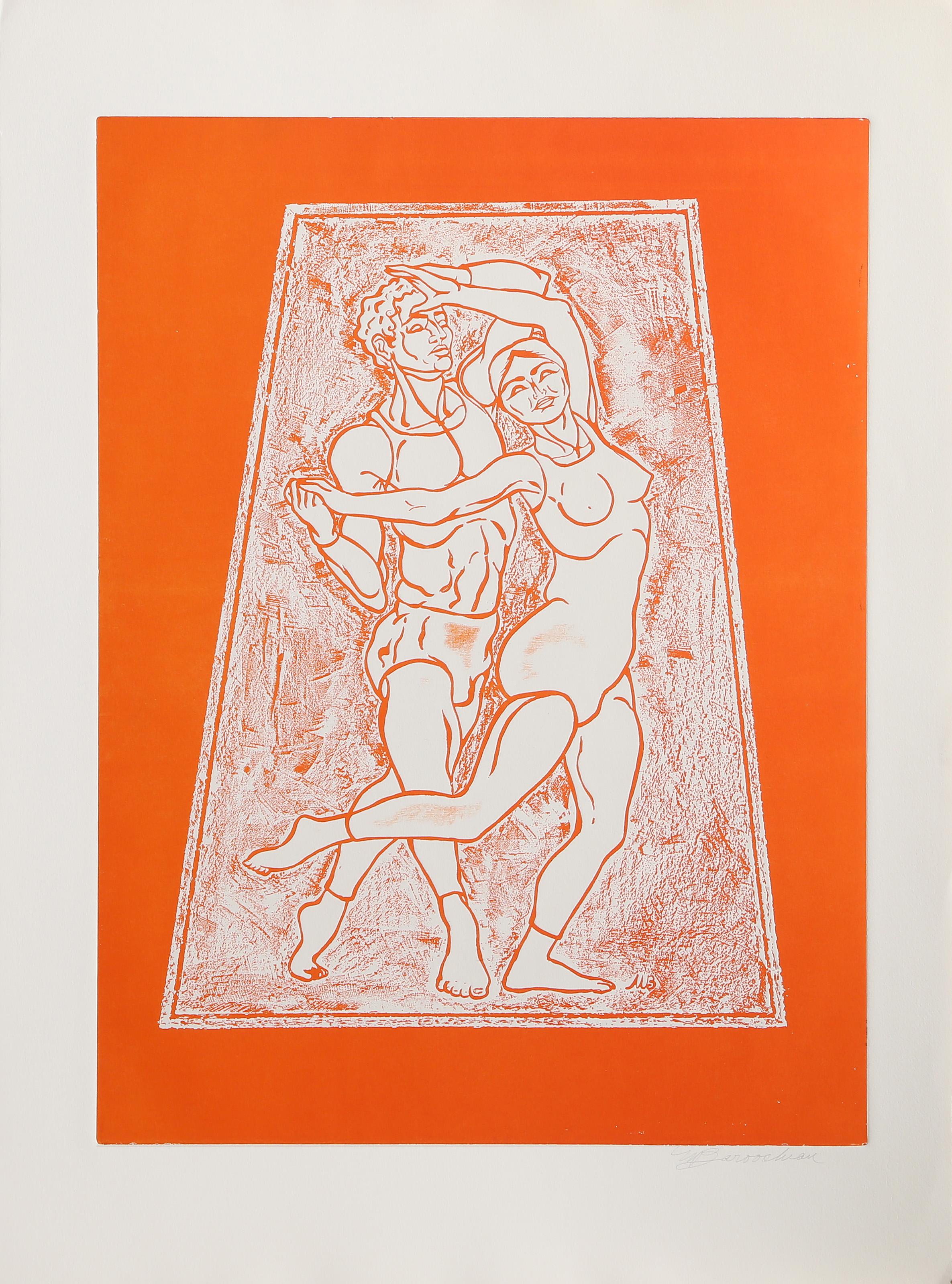 Figuras danzantes, aguafuerte y aguatinta surrealistas de Martin Barooshian en venta 2
