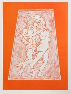 Dancing Figures, Surrealist Etching and Aquatint by Martin Barooshian