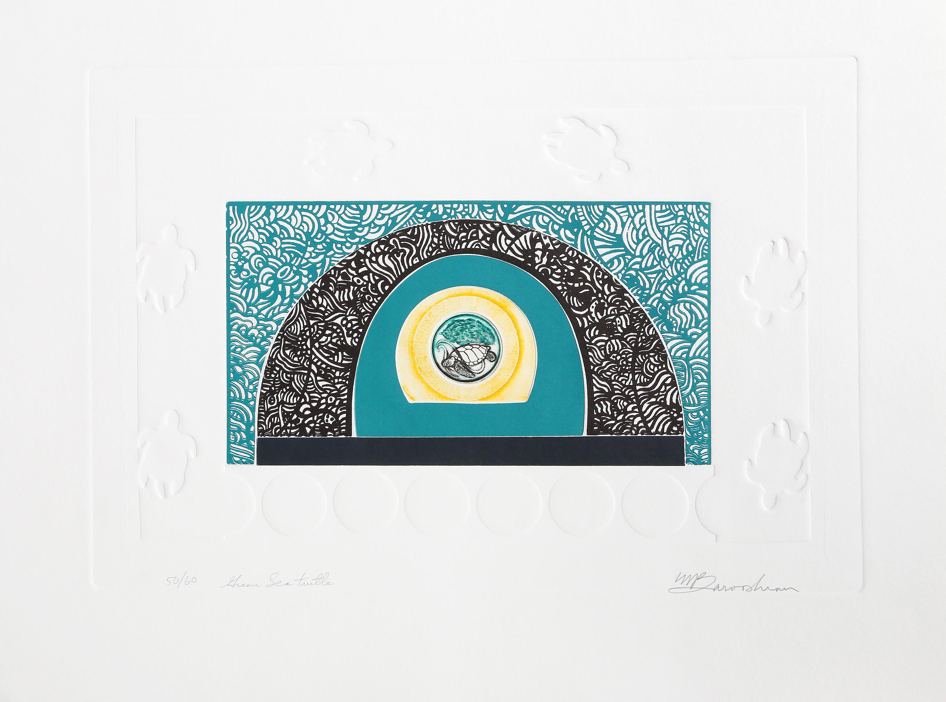 Green Sea Turtle, acquaforte surrealista, acquatinta e calcografia di Martin Barooshian in vendita 1