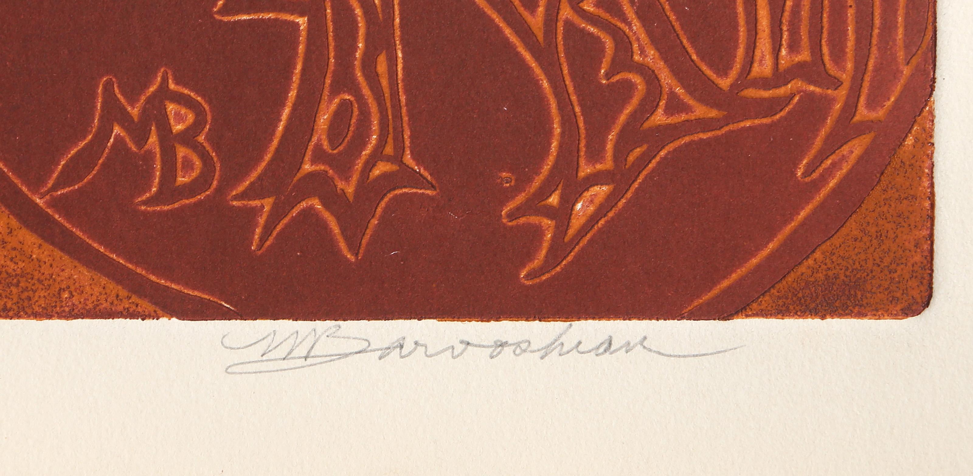 La Danse (Rojo), aguafuerte y aguatinta surrealistas de Martin Barooshian en venta 3