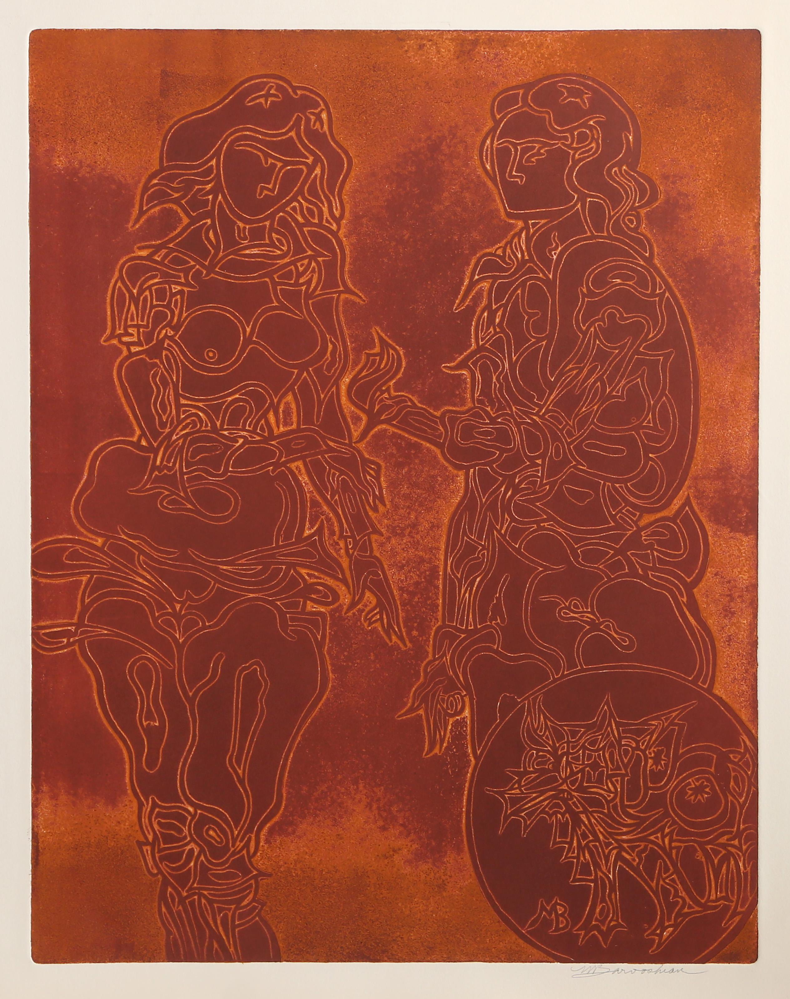  Martin Barooshian, estadounidense (1929 - 2022) -  La Danse (Rojo), Año:  circa 1979, Medio:  Aguafuerte y aguatinta sobre Arches, rubricado en la plancha y firmado a lápiz, Tamaño de la imagen:  23 x 17,5 pulgadas, Tamaño:  76,2 x 55,88 cm (30 x