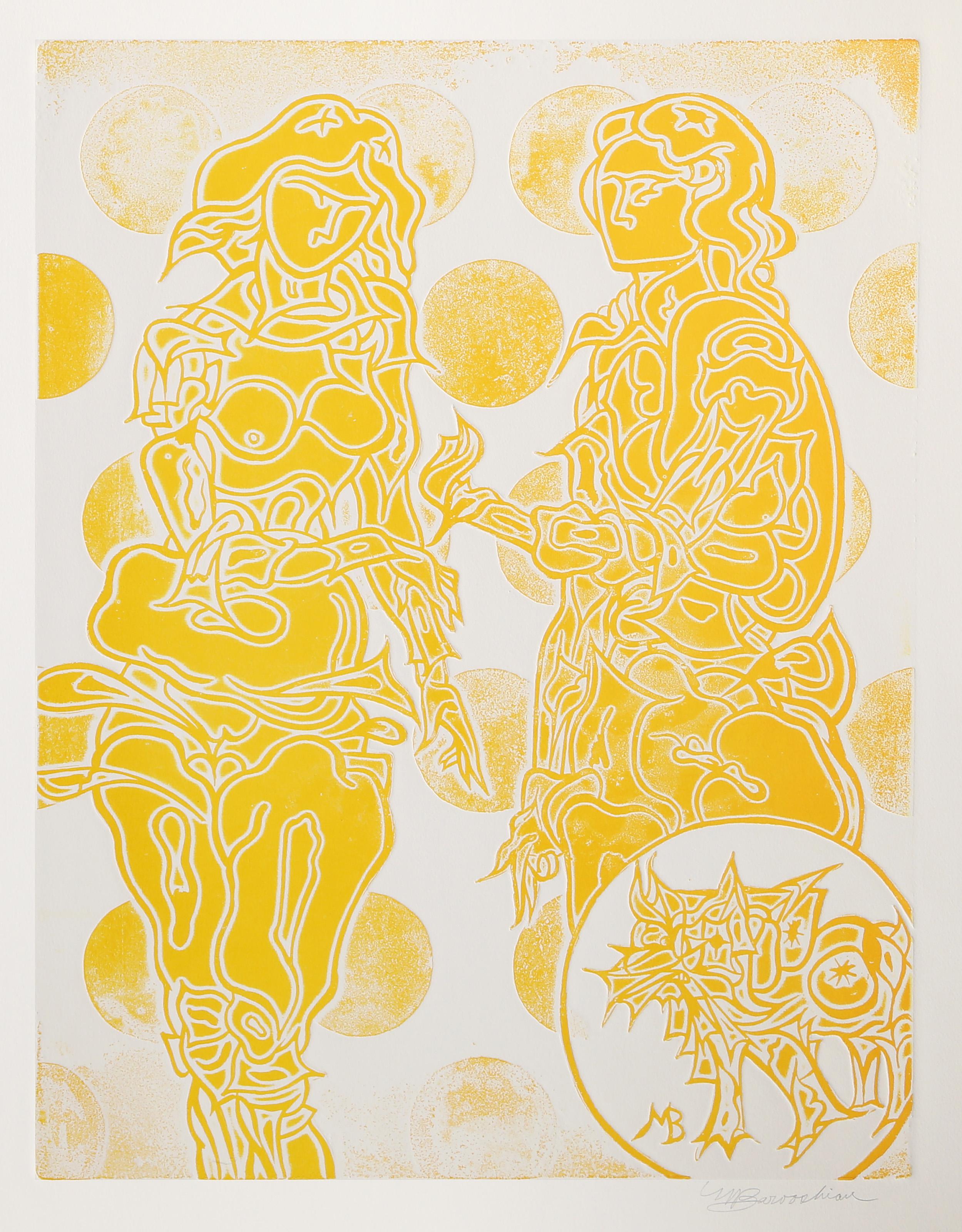  Martin Barooshian, estadounidense (1929 - 2022) -  La Danse (Amarillo), Año:  circa 1979, Medio:  Aguafuerte y aguatinta sobre Arches, rubricado en la plancha y firmado a lápiz, Tamaño de la imagen:  23 x 17,5 pulgadas, Tamaño:  76,2 x 55,88 cm (30
