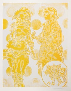 La Danse (Amarillo), aguafuerte y aguatinta surrealistas de Martin Barooshian