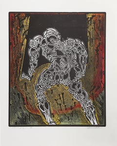 Linebacker, Etching and Aquatint by Martin Barooshian