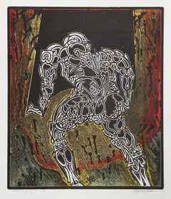 Linebacker, Etching and Aquatint by Martin Barooshian