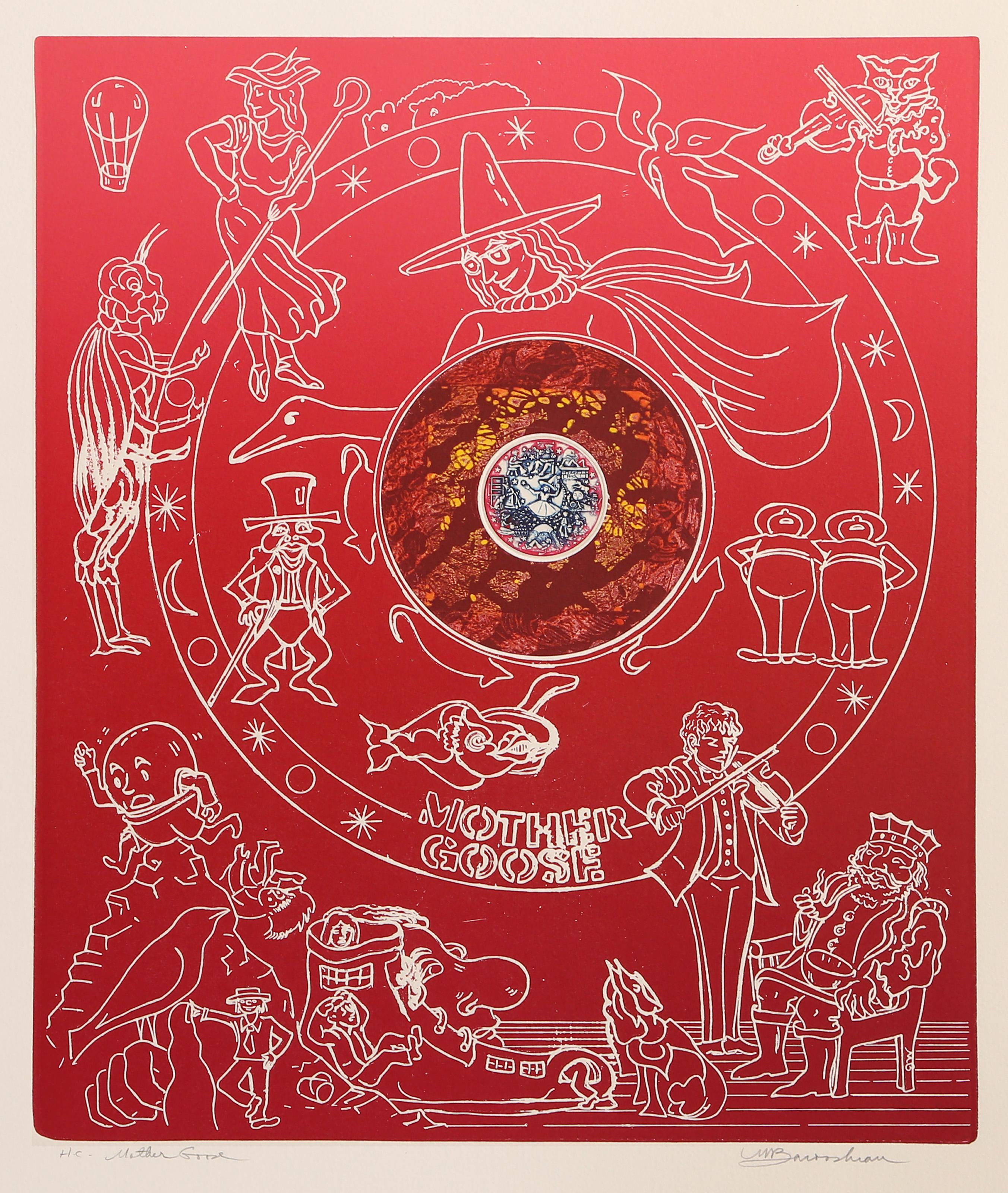  Martin Barooshian, estadounidense (1929 - 2022) -  Madre Oca (Rojo), Año:  circa 1979, Medio:  Aguafuerte y aguatinta sobre Arches, firmado, titulado y numerado a lápiz, Edición:  HC, Tamaño de la imagen:  17,5 x 15 pulgadas, Tamaño:  64,77 x 50,17