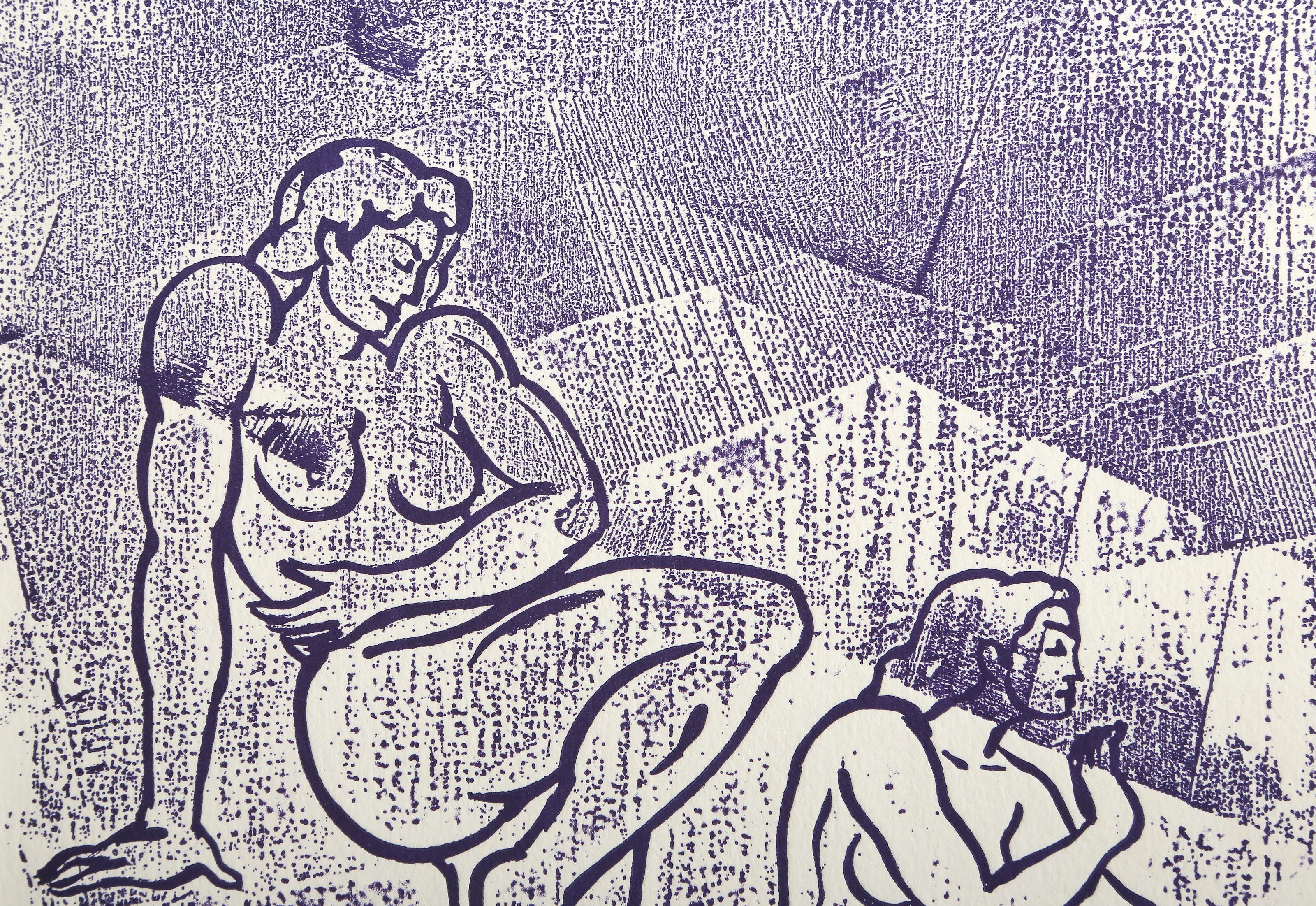 Nude Figure Study, Surrealist Etching and Aquatint by Martin Barooshian For Sale 1