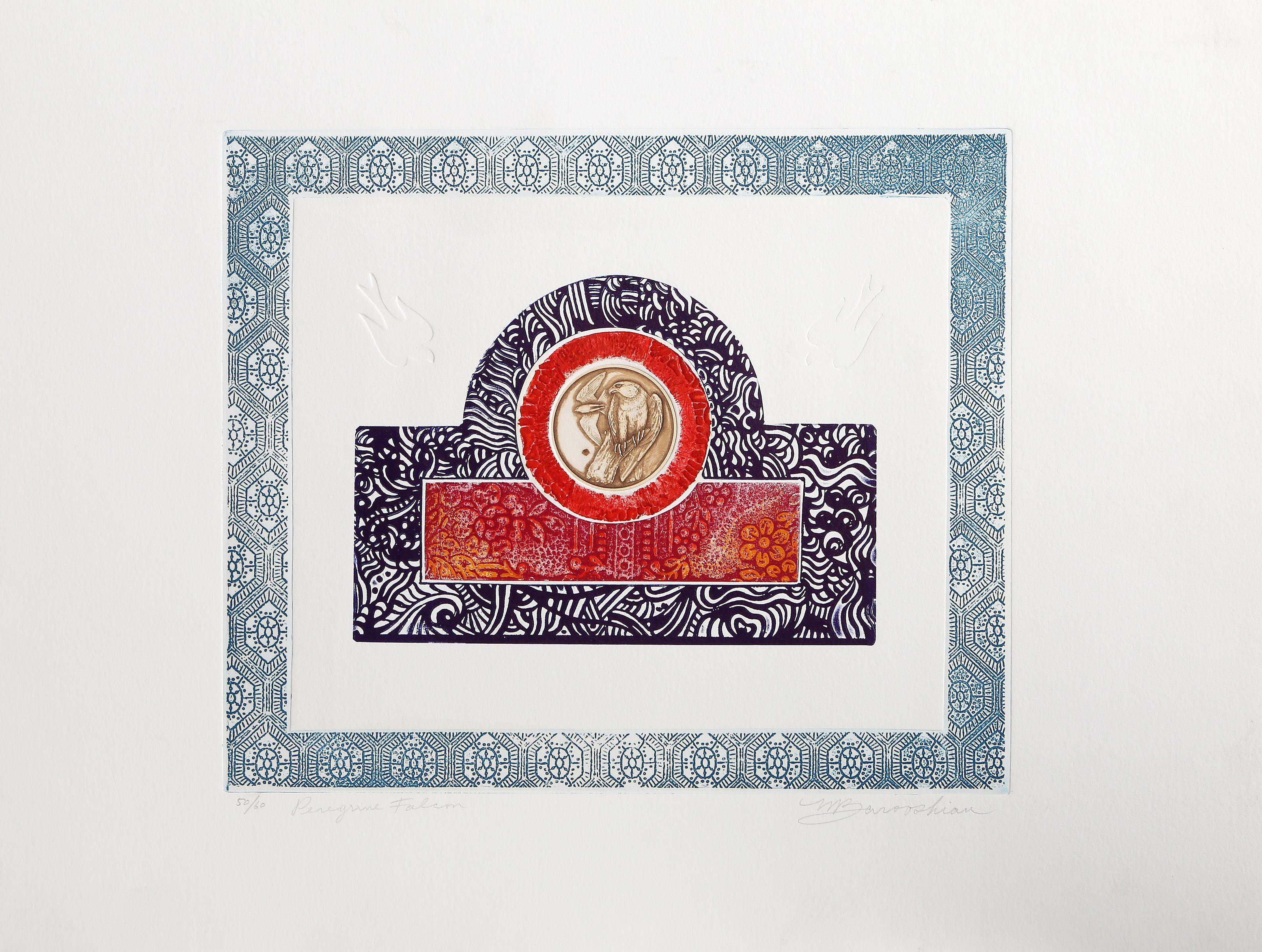 Falco pellegrino, acquaforte surrealista, acquatinta e calcografia di Martin Barooshian in vendita 1