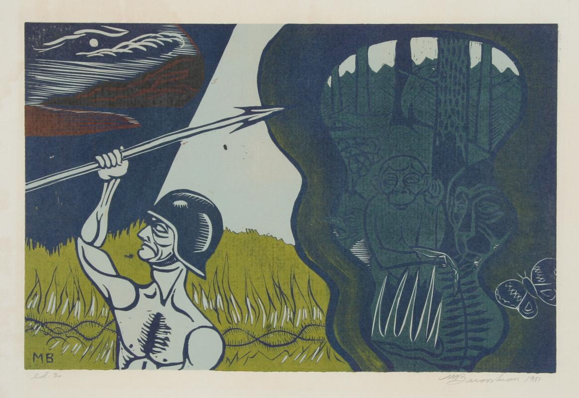 The Entrance to the Peaceful Kingdom, 1951, Woodcut by Martin Barooshian