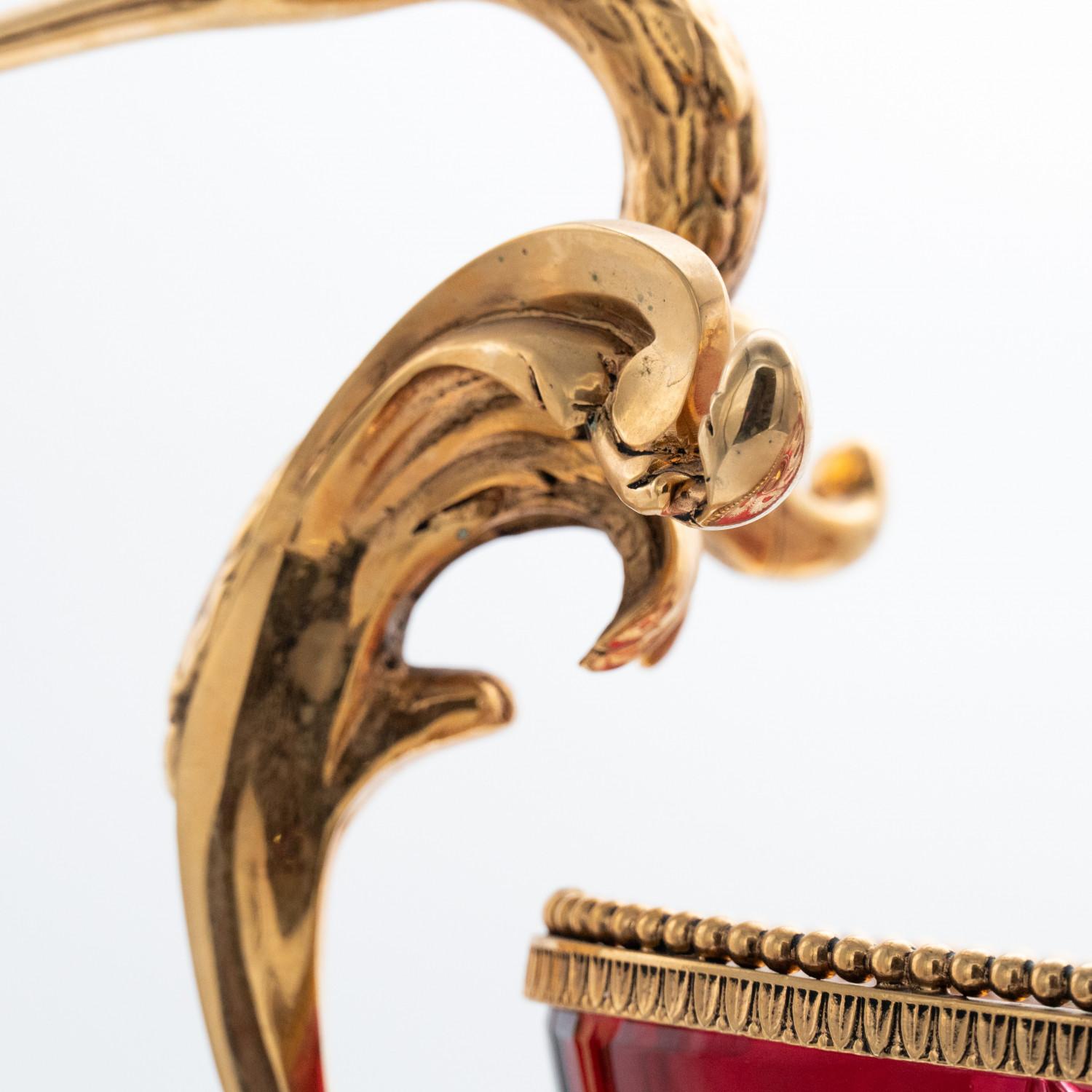 Cuenco centro de mesa de cristal Martín Benito, rojo y bronce, París Francia Bronce en venta