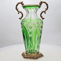 Martin Benito Crystal Centerpiece, Green and Bronze, Paris France