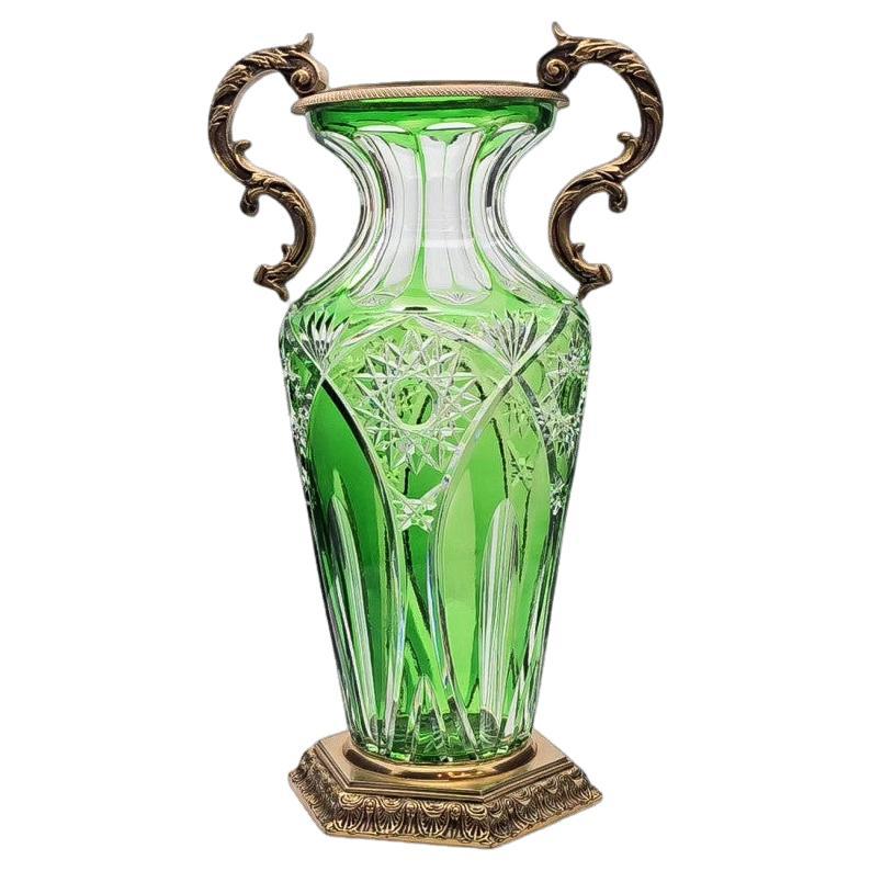 Martin Benito Crystal Centerpiece, Green and Bronze, Paris France