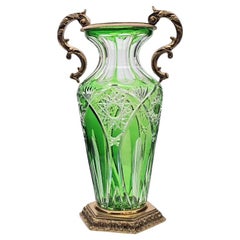 Martin Benito Crystal Centerpiece, Green and Bronze, Paris France