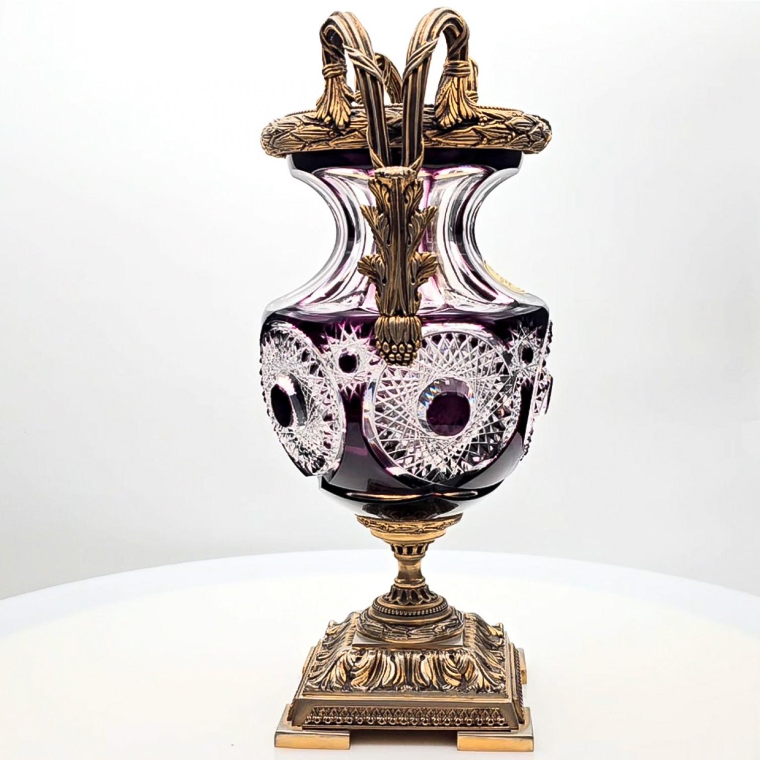 Art Nouveau Martin Benito Crystal Centerpiece, Purple, Crystall And Bronze, Paris, France For Sale