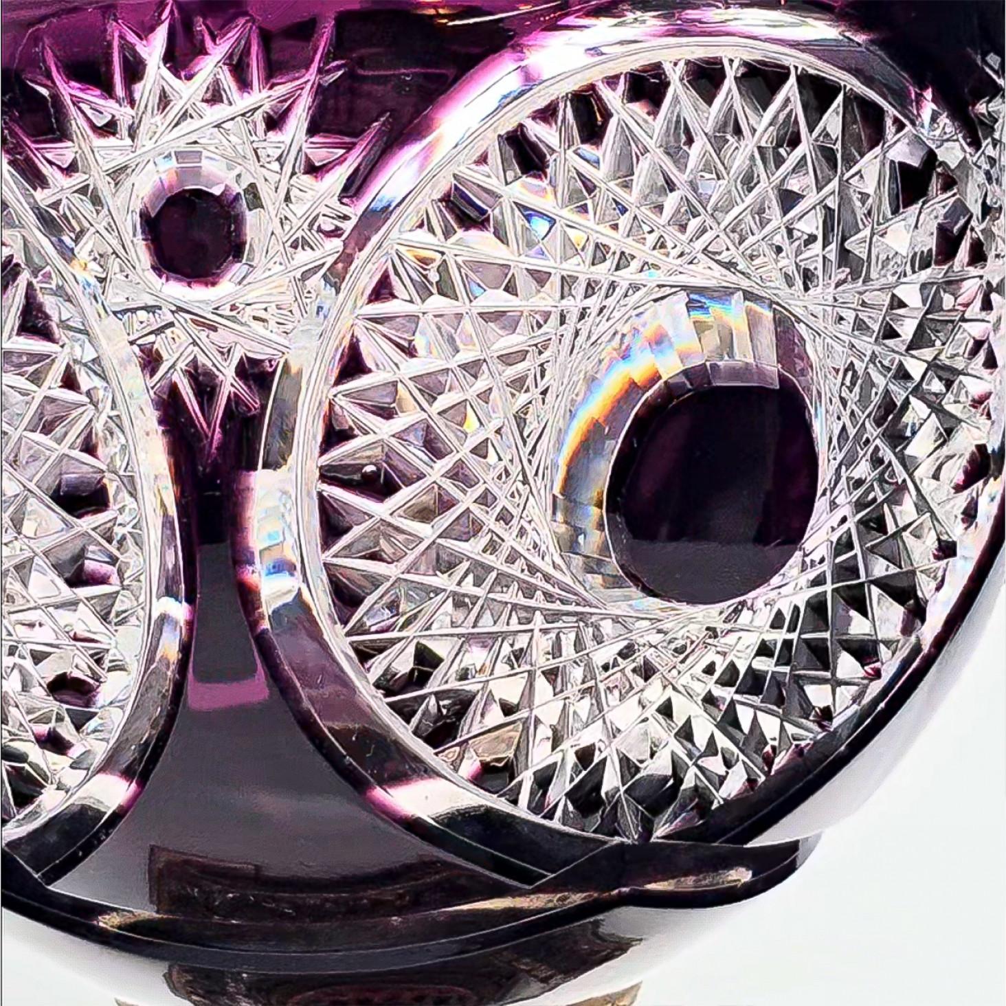 French Martin Benito Crystal Centerpiece, Purple, Crystall And Bronze, Paris, France For Sale
