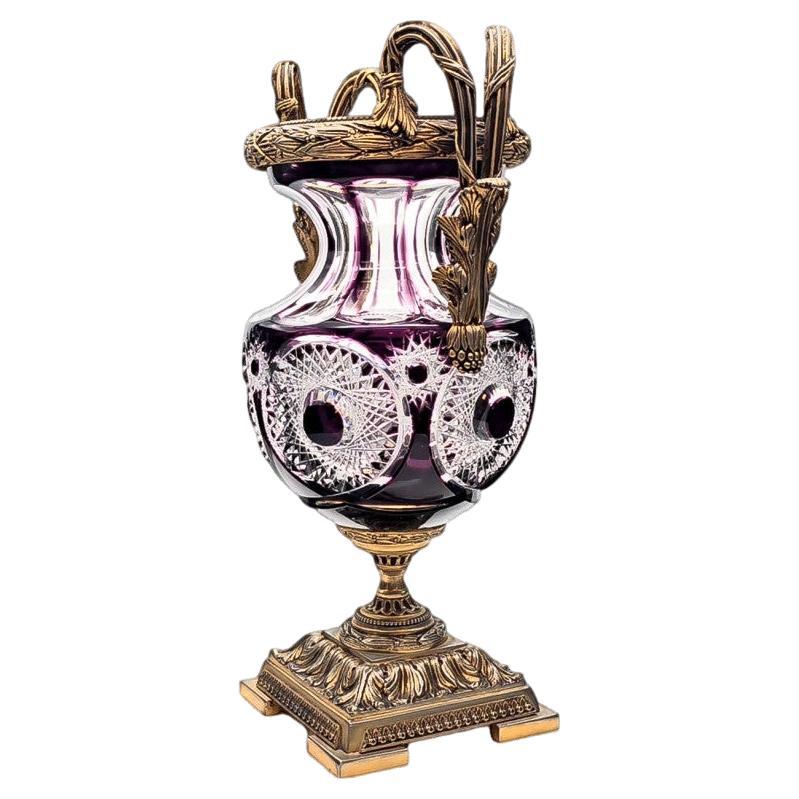 Martin Benito Crystal Centerpiece, Purple, Crystall And Bronze, Paris, France For Sale