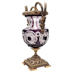 Centre de table en cristal de Martin Benito, violet, cristal et bronze, Paris, France