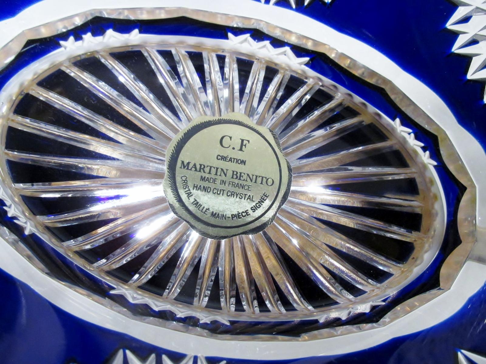 Martin Benito France Centerpiece Cobalt Crystal Dore Bronze Swans 3