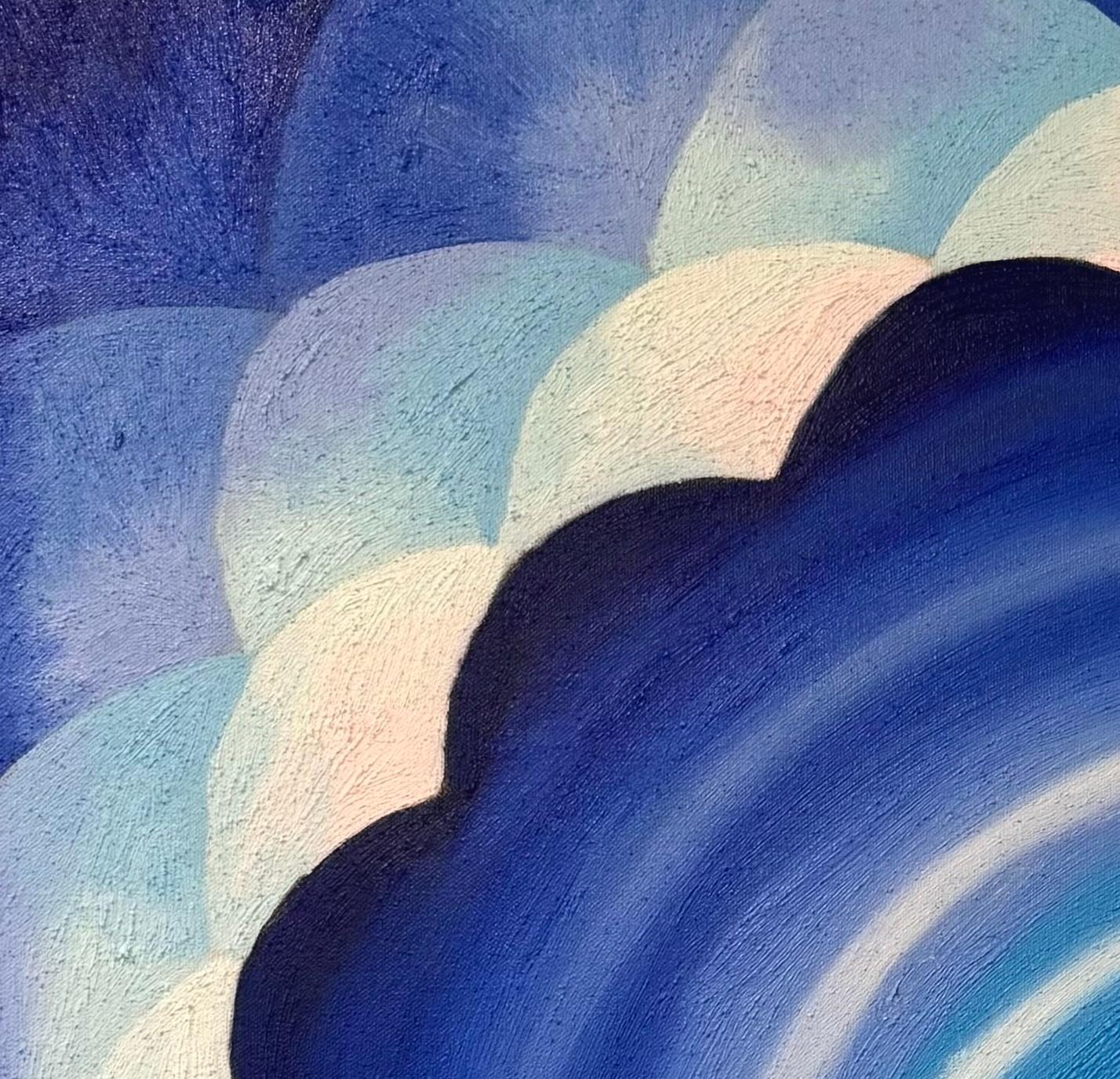 Lapis Light, Abstract Blue and Yellow Sunburst Mandala Painting, 36 x 36 inches For Sale 1