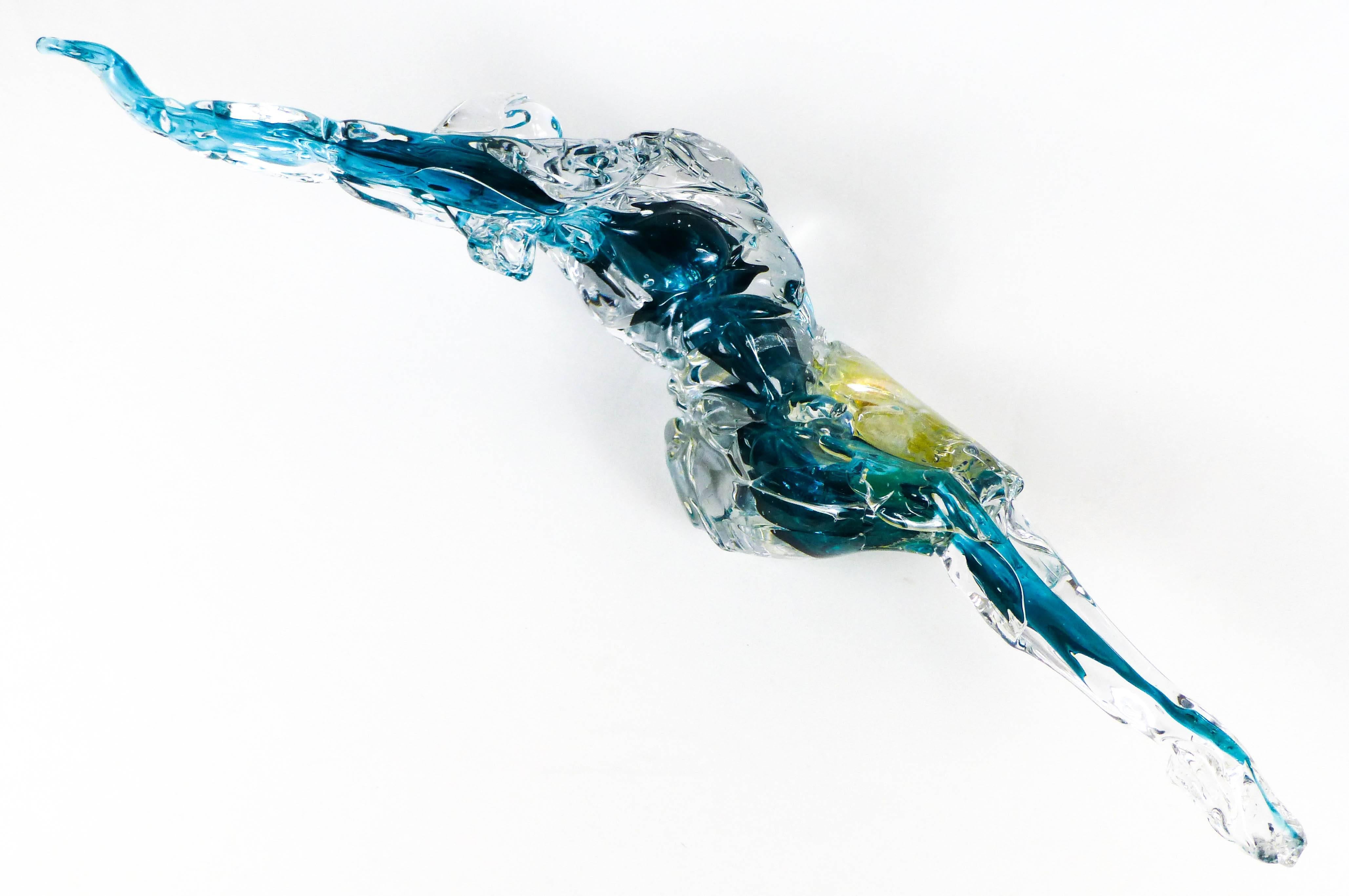 Martin Blank Figurative Sculpture - Blue Male Torso 