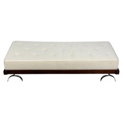 Martin Borenstein, Daybed, Walnut, Steel, Beige Upholstery, USA, 1960s