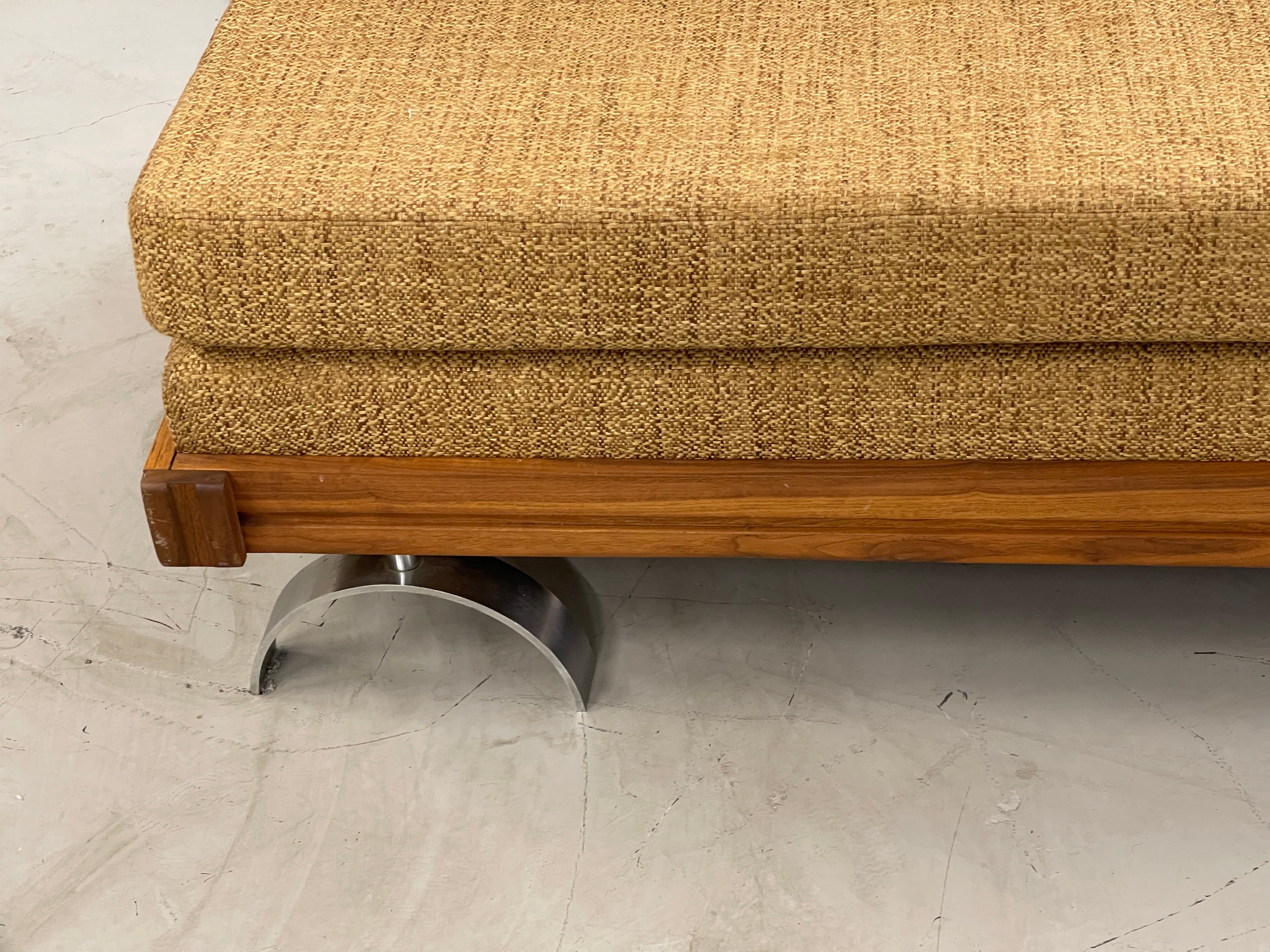 Beautiful sofa by Martin Borenstein. Vintage piece in good condition. Upholstery appears original and has been cleaned. Teak frame and surface is good with some age appropriate wear and marks. Metal legs are in good condition.
