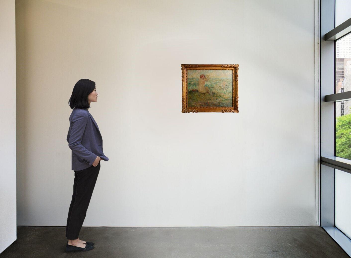 Pintura al óleo sobre madera de la escuela americana 