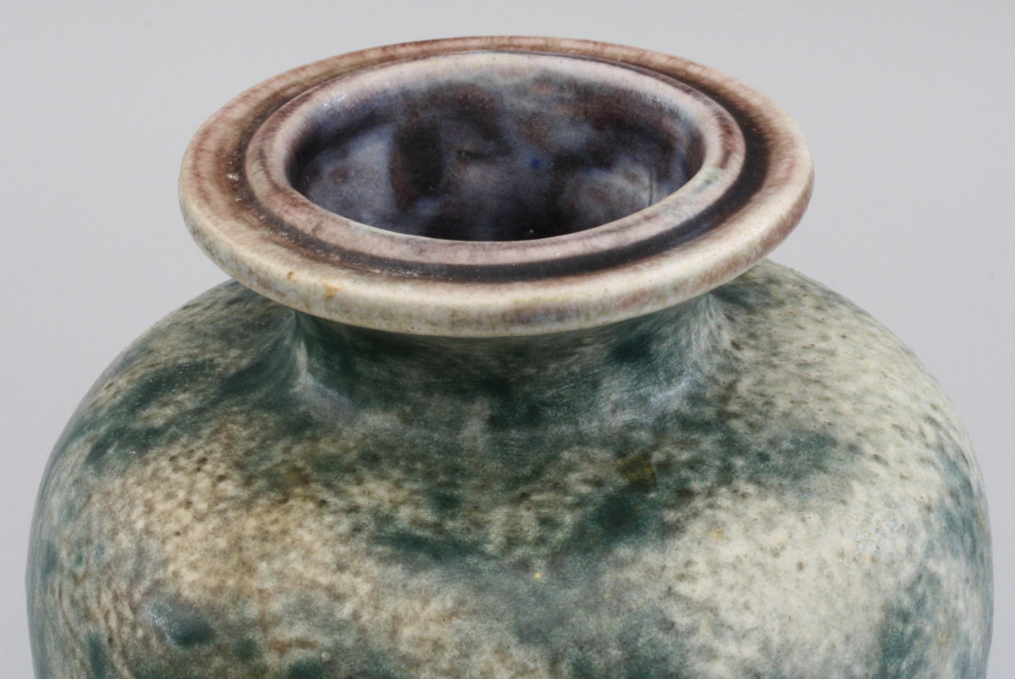 Martin Borthers Martinware Art Pottery Green Glazed Vase Dated 1937 6