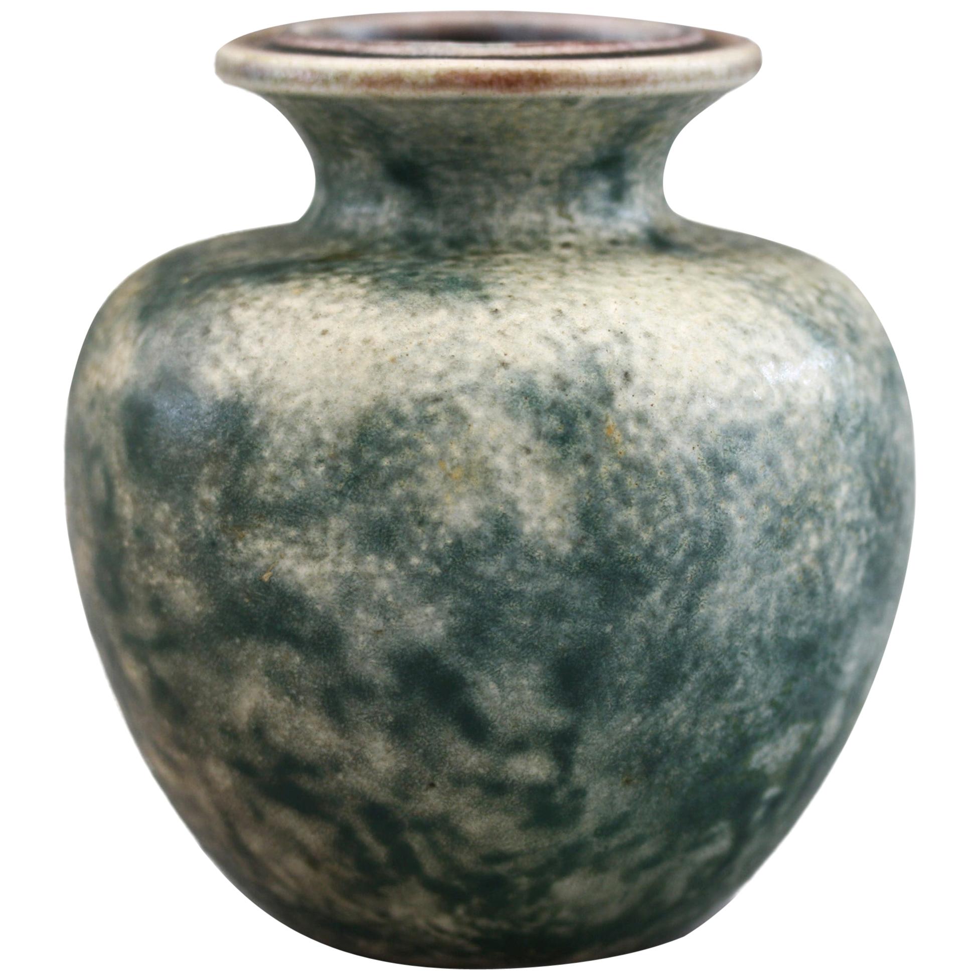 Martin Borthers Martinware Art Pottery Green Glazed Vase Dated 1937
