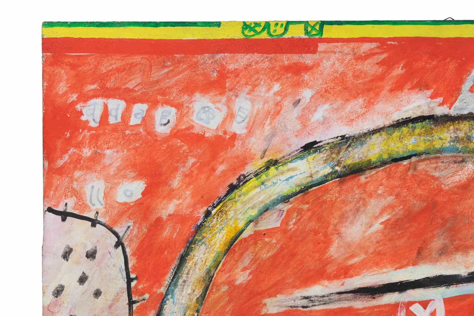 Rotes Bild – Ölgemälde von Martin Bradley – 1974 im Angebot 4