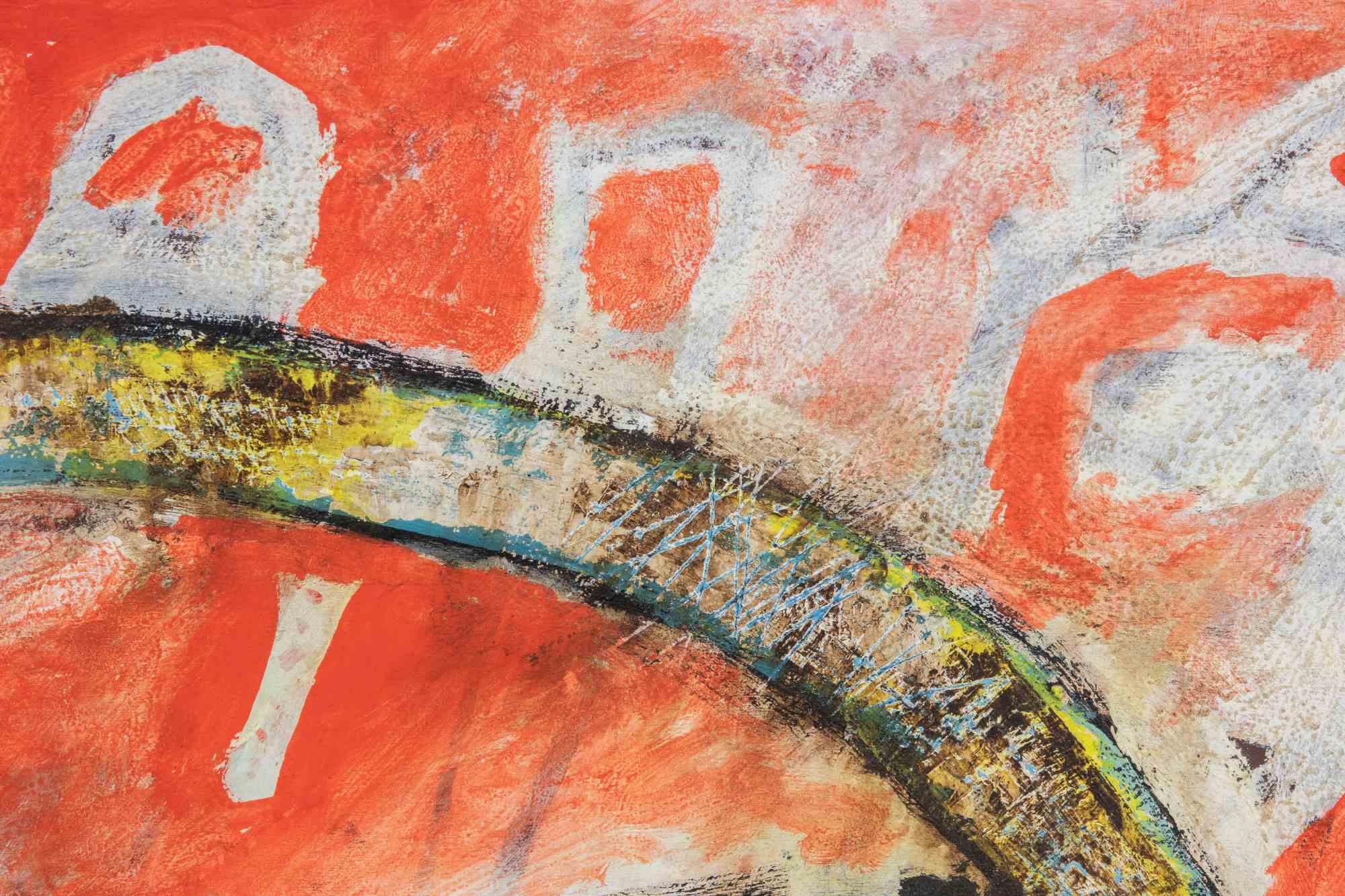 Rotes Bild – Ölgemälde von Martin Bradley – 1974 im Angebot 5