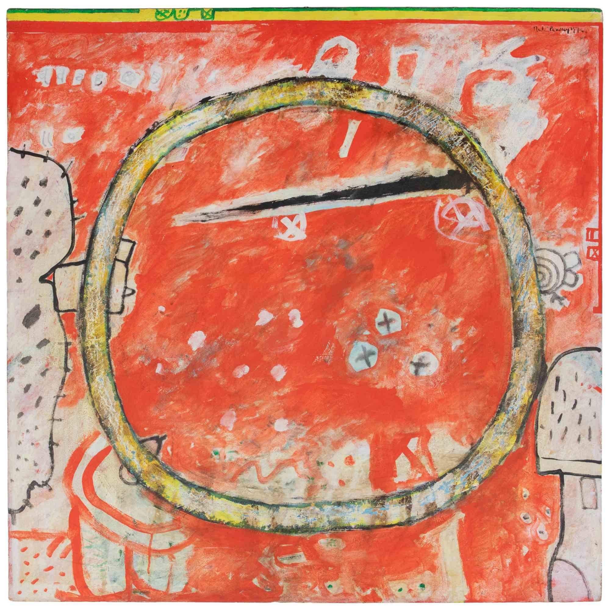 Immagine rossa - Dipinto a olio di Martin Bradley - 1974