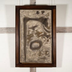 Vista schematica di un giardino - Pittura astratta a olio del XX secolo, Brown + White