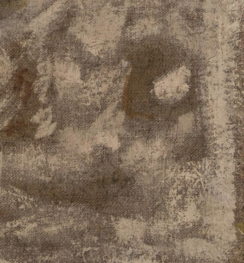 Schematic View of a Garden - 20th Century Oil Abstract Painting, Brown + White For Sale 6