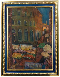 The Market - Oil Paint by Sirio Pellegrini - 1966