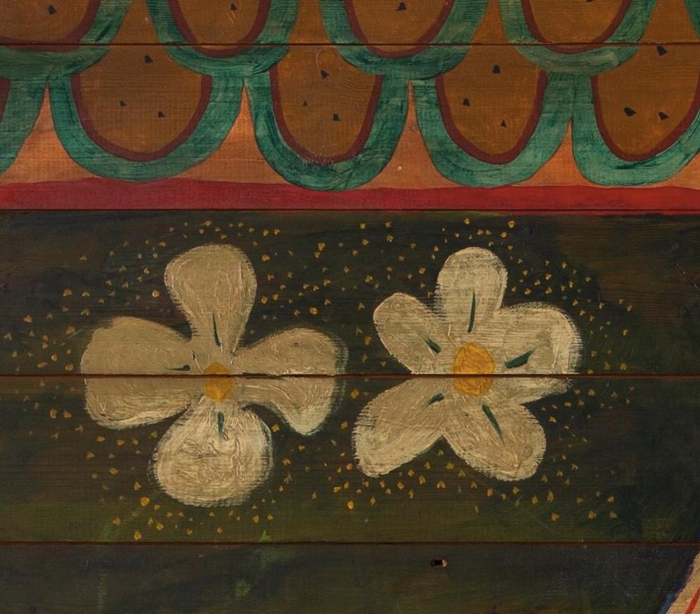 Untitled (Double Happiness), 1965 - Oil Painting on Wood with Chinese characters For Sale 1