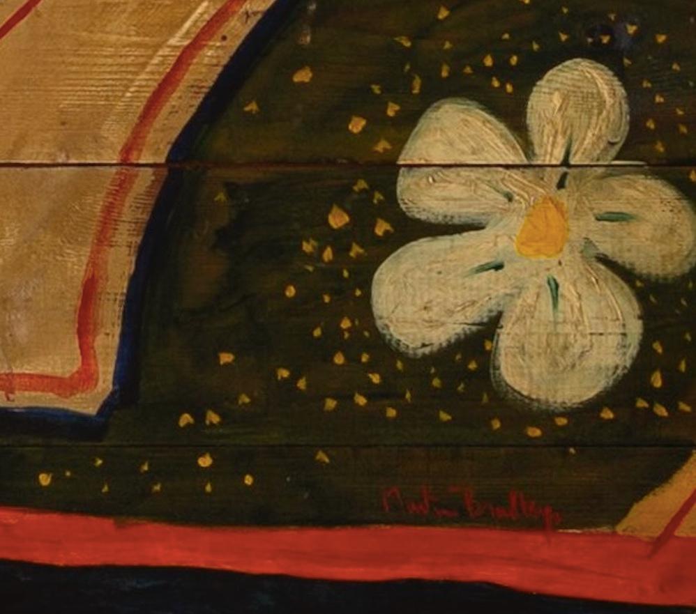 Untitled (Double Happiness), 1965 - Oil Painting on Wood with Chinese characters For Sale 3