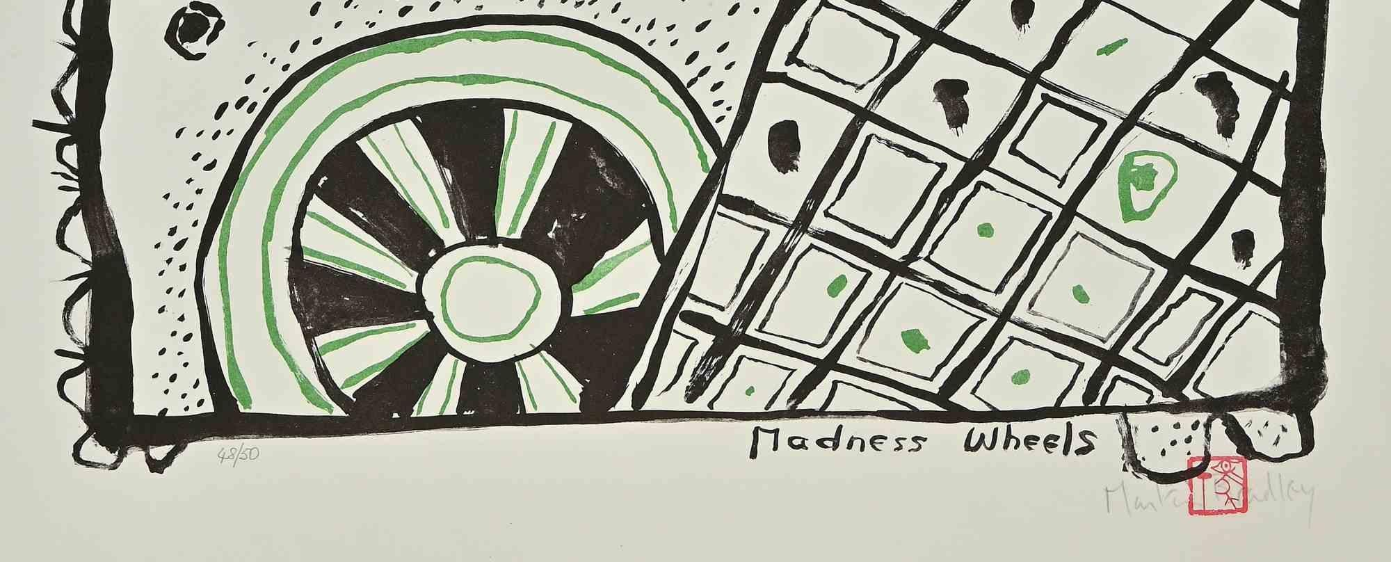 Madness Wheels - Lithograph by Martin Bradley - 1970s For Sale 1